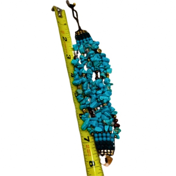 Nakamol Chipped Chunky Beaded Turquoise Bracelet Boho - Picture 7 of 8